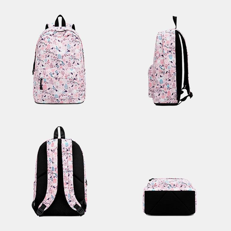 Damtryck Vattentät Casual Backpack Skolväska