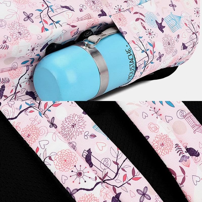 Damtryck Vattentät Casual Backpack Skolväska