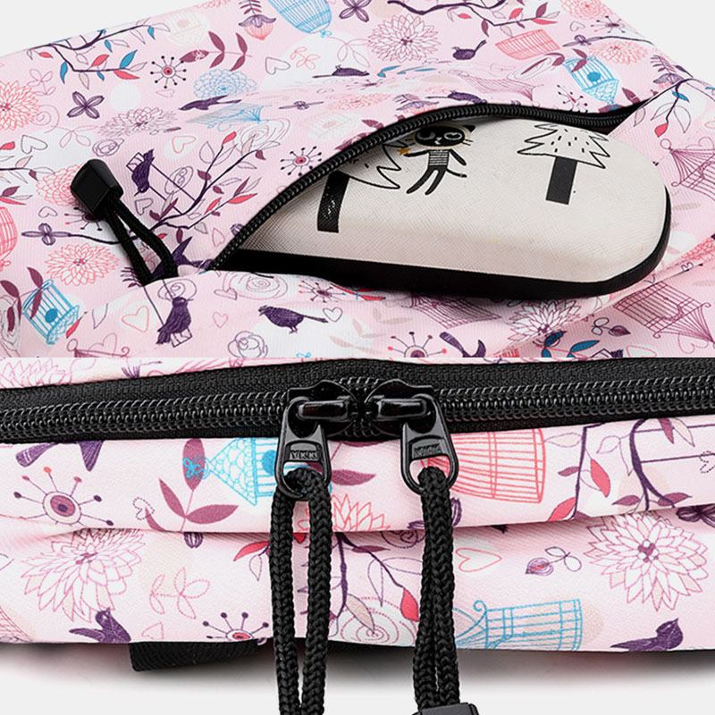 Damtryck Vattentät Casual Backpack Skolväska