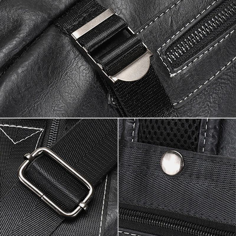 Flerfunktionell Ryggsäck I Pu-läder För Män 15.6 Tum Stor Kapacitet Laptopväska Med Flera Fickor Handväska Crossbody-väskor