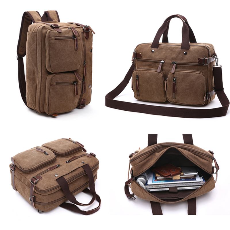 Herr 3-konvertibel Handväska Vintage Crossbody Axelväska Reseryggsäck