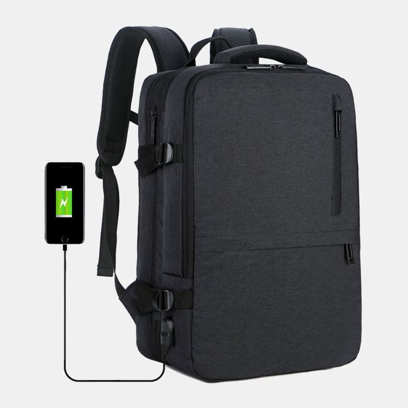 Herr Oxford Extension Kapacitet Usb Laddning Multi-pocket Business Laptop Bag Ryggsäck