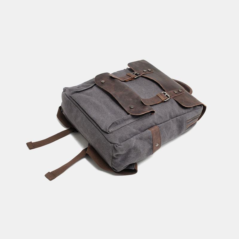 Herr Retro Vintage Multifunktion Canvas Läder Anti-theft Ryggsäck