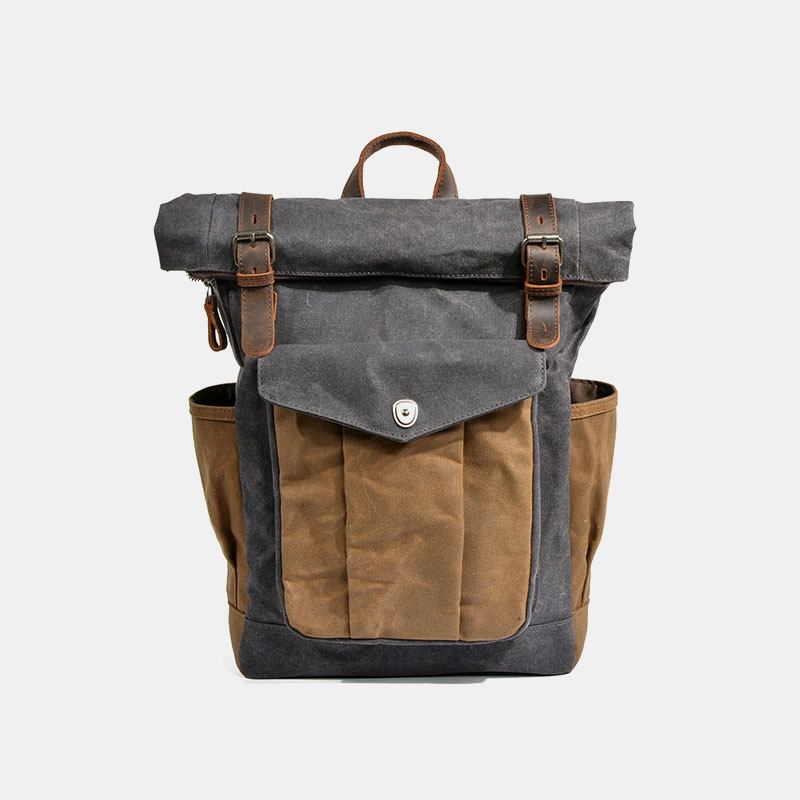 Herr Vintage Canvas Resväska Vattentät Ryggsäck Sport Klätterväska