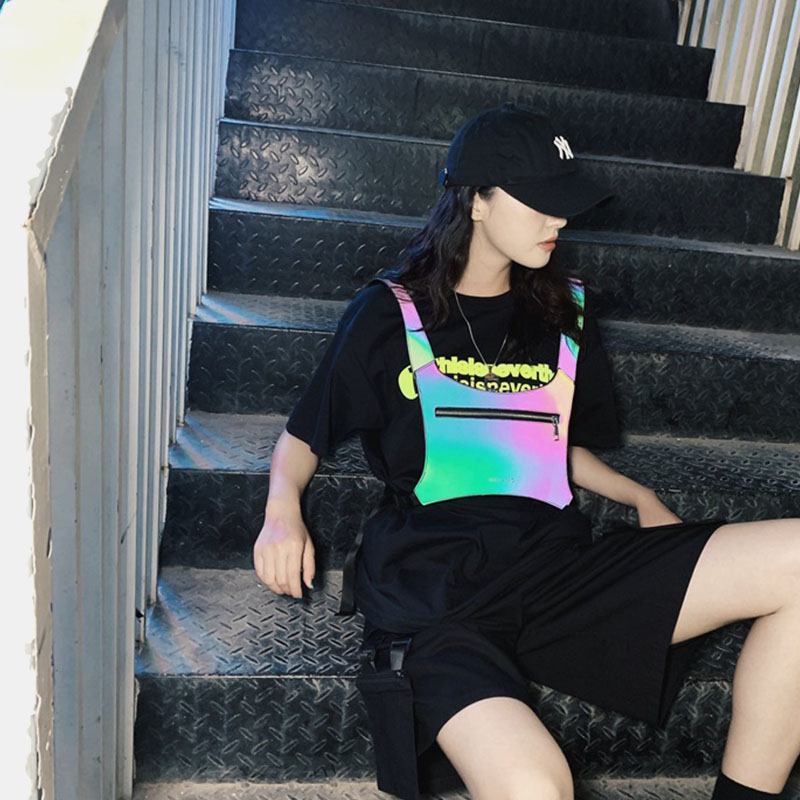 Hip-hop Reflekterande Färgglad Väst Multifunktionssportryggsäck För Män