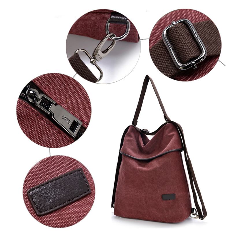 Kvinnor Canvas Casual Multifunktionell Mikrofiber Läder Handväska Med Stor Kapacitet Axelväskor Ryggsäck