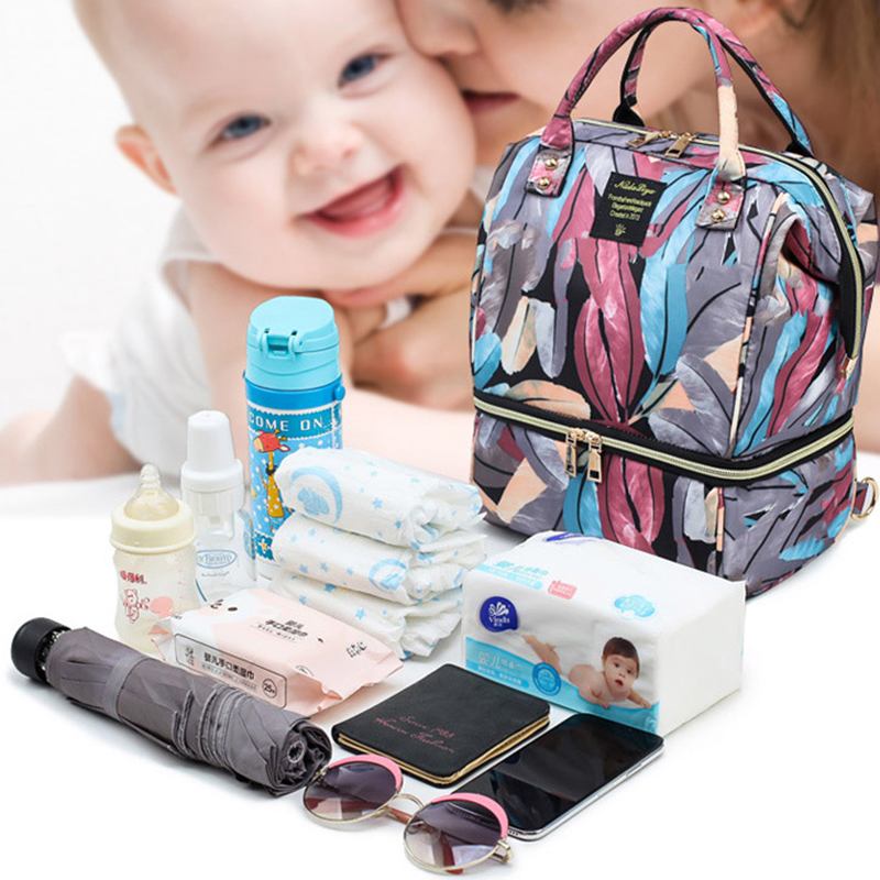 Kvinnor Canvas Casual Mummy And Kids Patchwork Ryggsäck