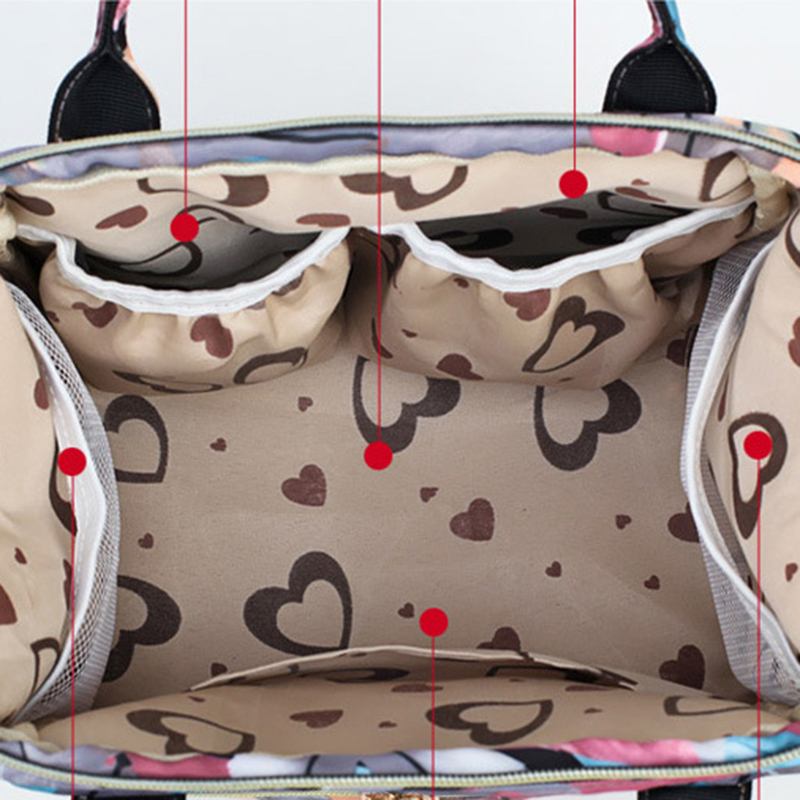 Kvinnor Canvas Casual Mummy And Kids Patchwork Ryggsäck