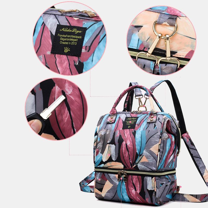 Kvinnor Canvas Casual Mummy And Kids Patchwork Ryggsäck