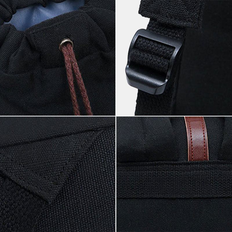 Kvinnor Canvas Dubbel Front Pocket Design Stor Kapacitet Reseryggsäck Retro 14 Tums Bärbar Datorväska