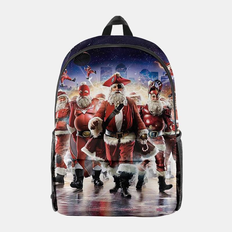 Kvinnor Jul Festlig Tredimensionell Älg Santa Claus Med Tryck Casual Universal Skolväska Ryggsäck