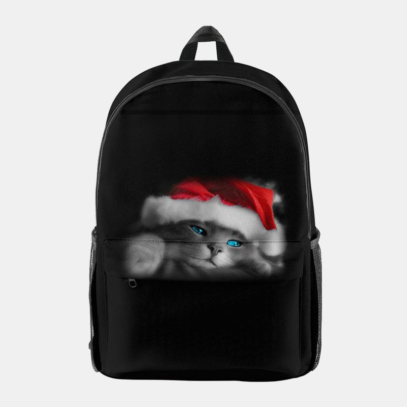 Kvinnor Jul Festlig Tredimensionell Älg Santa Claus Med Tryck Casual Universal Skolväska Ryggsäck