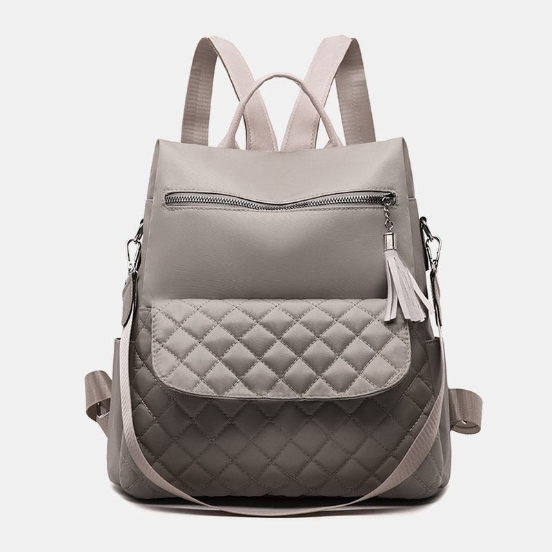 Kvinnor Multi-carry Oxford Diamond Pattern Stöldskydd Vattentät Tofs Casual Ryggsäck