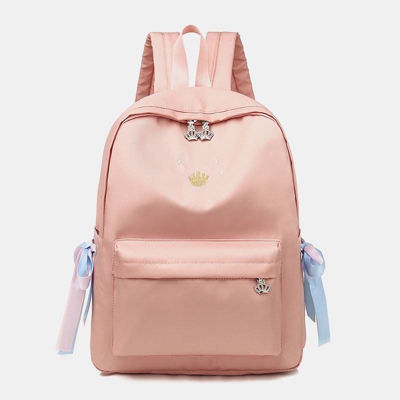 Kvinnor Oxford Färg Gradient Hörlurar Hål Bowknot Casual Studeng Bag Ryggsäck