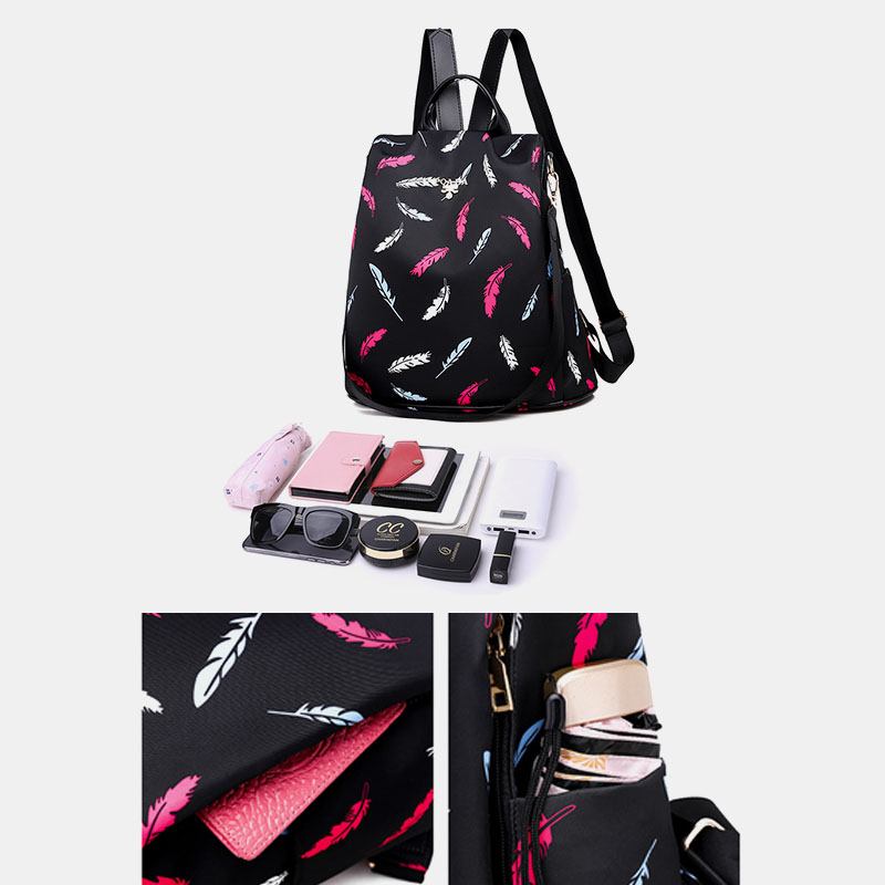 Kvinnor Oxford Feather Light Stöldskydd Vattentät Outdoor Multi-carry Travel Handväska Axelväska Ryggsäck