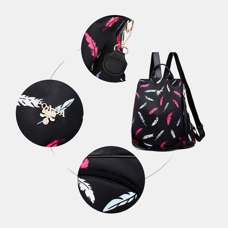 Kvinnor Oxford Feather Light Stöldskydd Vattentät Outdoor Multi-carry Travel Handväska Axelväska Ryggsäck