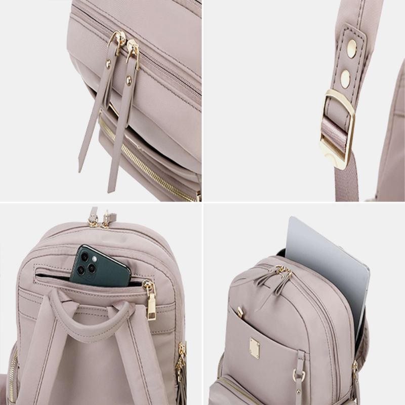Kvinnor Oxford Stor Kapacitet Multi-pocket Ryggsäck Casual 13.3/14 Tums Bärbar Datorväska