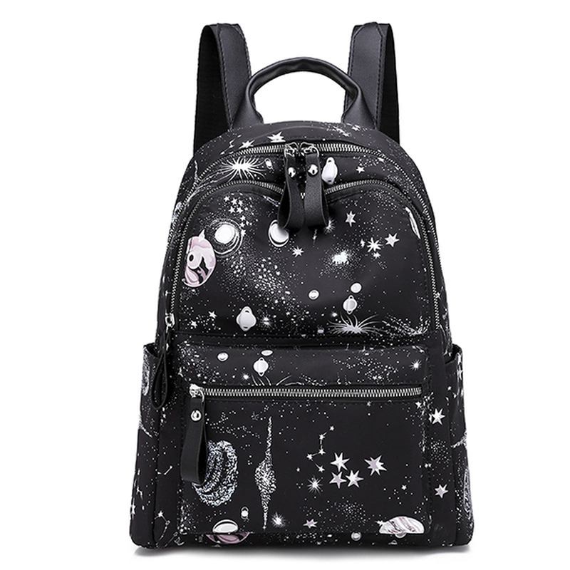 Kvinnor Oxford Stor Kapacitet Starry Sky Pattern Ryggsäck