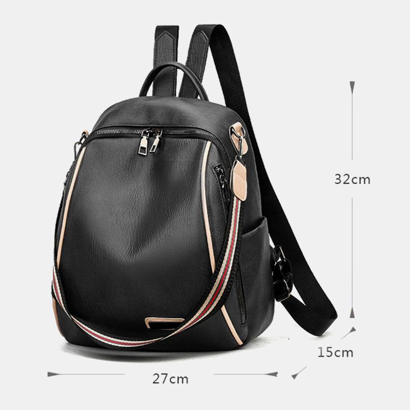 Kvinnor Pu-läder Multi-carry Casual Outdoor Skolväska Ryggsäck Axelväska