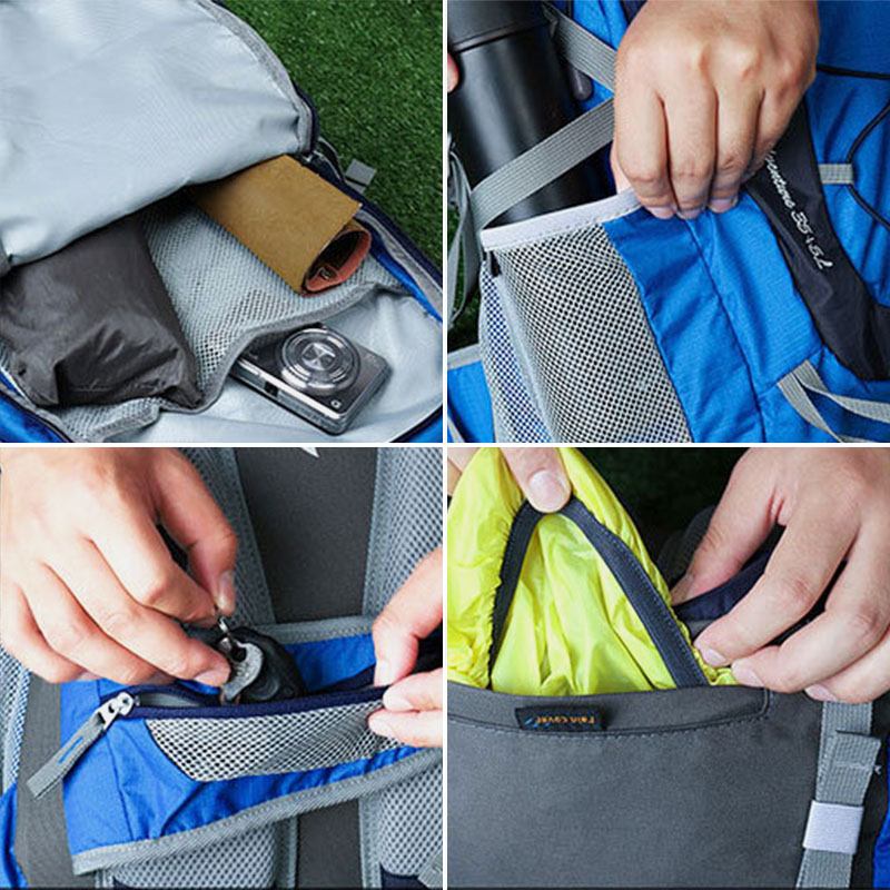 Män 40l Andas Vattenväska Med Flera Fickor Lagerdesign Ryggsäck Utomhus Resevandring Campingväska Med Regnskydd