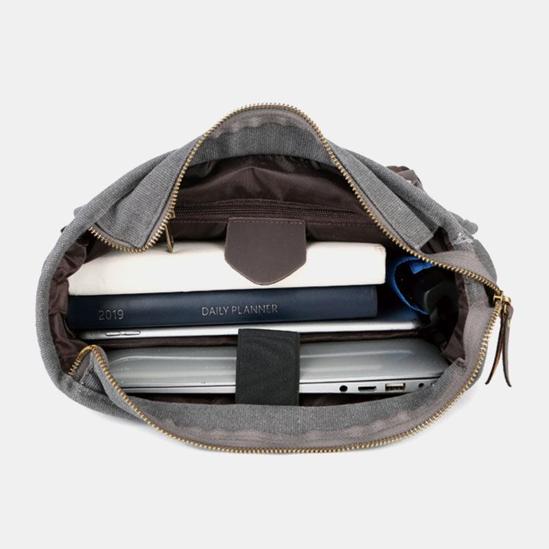 Män Canvas Outdoor Travel Stor Kapacitet 14 Tums Laptopväska Skolväska Travel Bacpack