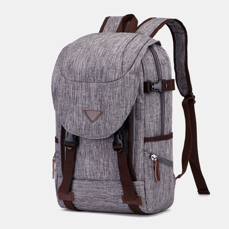 Män Canvas Stor Kapacitet Vattentät Casual Laptopväska Med Flera Fickor Ryggsäck Axelväska