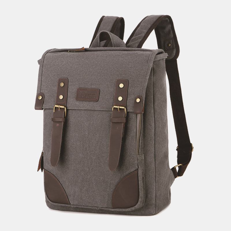 Män Casual Slitbeständig Ryggsäck I Canvas Med Stor Kapacitet Vintage 15.6 Tums Bärbar Datorväska