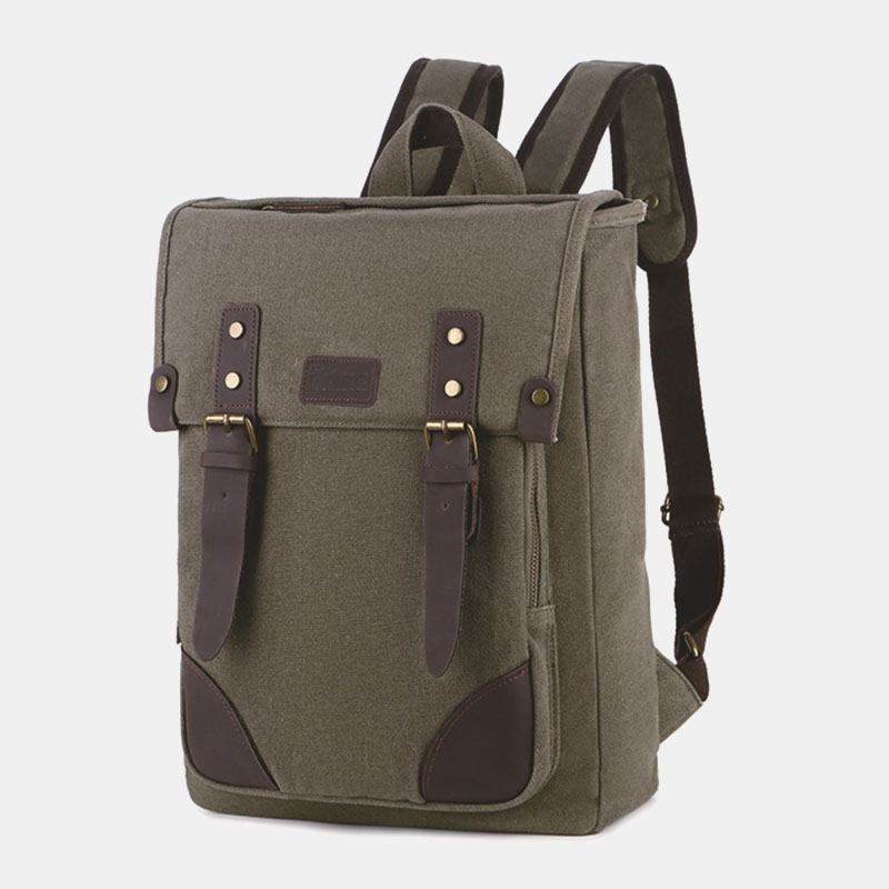 Män Casual Slitbeständig Ryggsäck I Canvas Med Stor Kapacitet Vintage 15.6 Tums Bärbar Datorväska