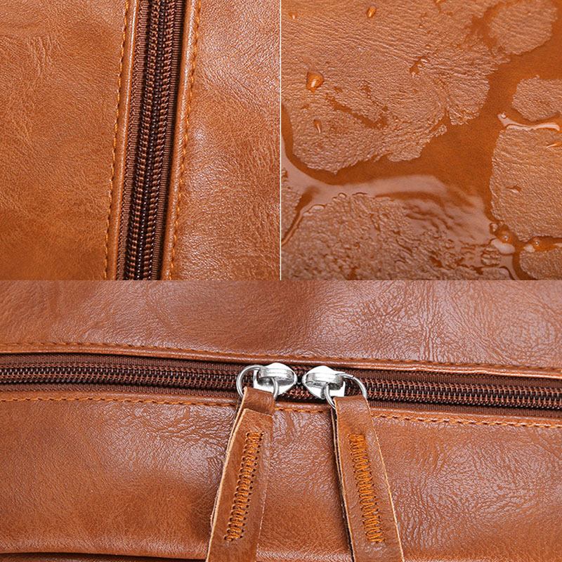 Män Konstläder Baackpack Med Stor Kapacitet