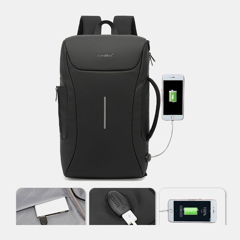 Män Oxford Usb-laddningsport Flera Fack Ryggsäck Casual Vattentät 15.6 Tums Bärbar Datorväska Crossbody Axelväskor