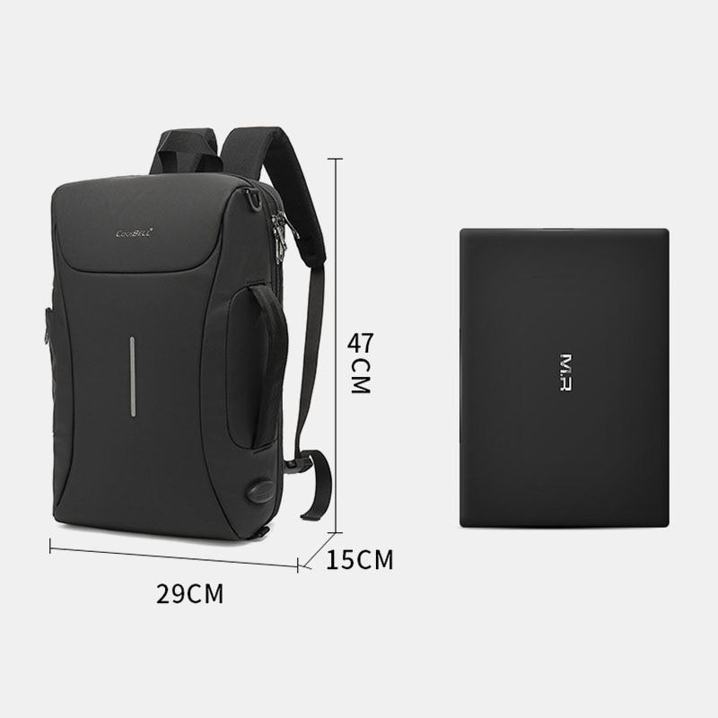 Män Oxford Usb-laddningsport Flera Fack Ryggsäck Casual Vattentät 15.6 Tums Bärbar Datorväska Crossbody Axelväskor