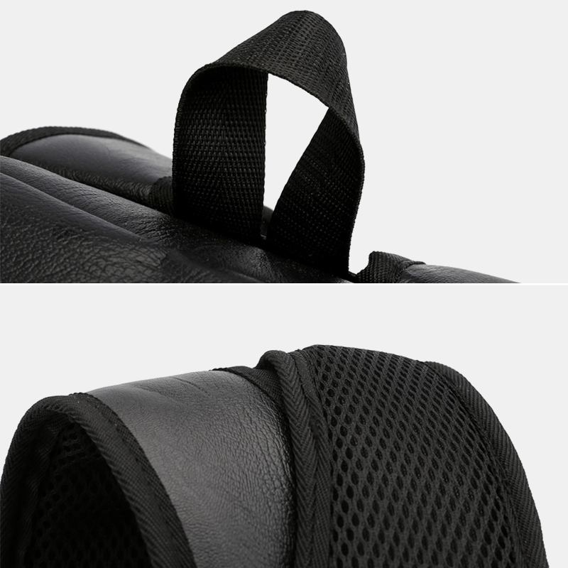 Män Pu-läder Ryggsäck Med Flera Fickor Casual Travel Large Capacit Laptop Bag Axelväska
