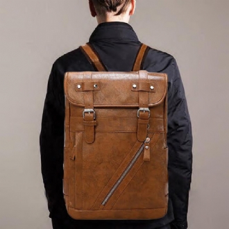 Män Stor Kapacitet Solid Casual Multifunktion Laptop Flap Herrryggsäck