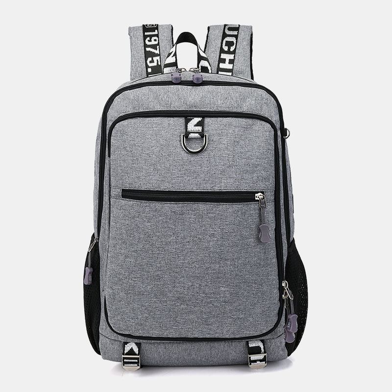 Män Usb-laddningsport Stor Kapacitet 16 Tums Multifunktionsryggsäck Casual Bag