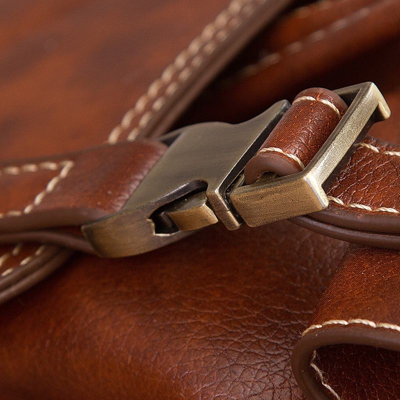 Unisex Konstläder Business Retro Enfärgade Daglig Skolväska Med Stor Kapacitet Ryggsäck