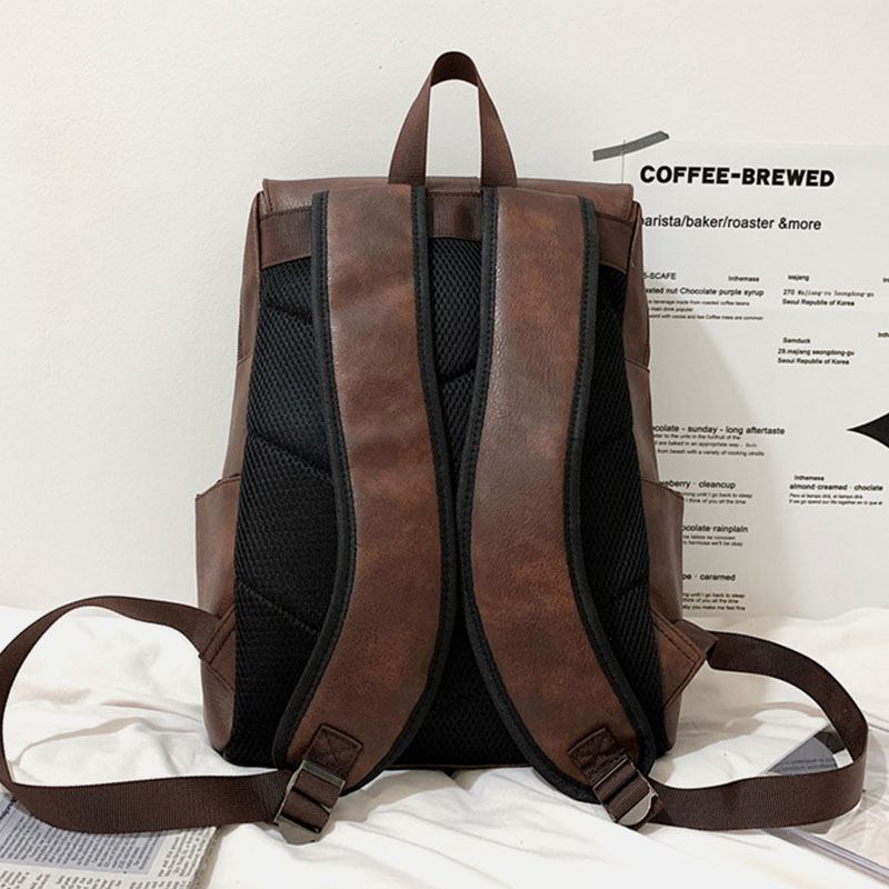 Unisex Konstläder Retro Stor Kapacitet Utomhus 15.6 Tums Bärbar Datorväska Skolväska Ryggsäck