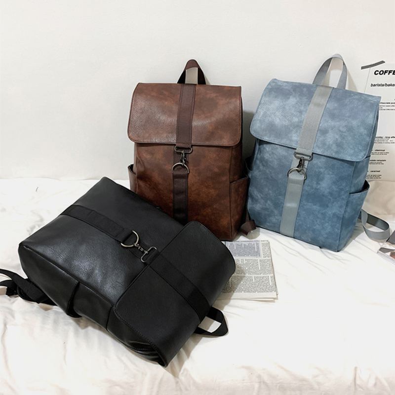 Unisex Konstläder Retro Stor Kapacitet Utomhus 15.6 Tums Bärbar Datorväska Skolväska Ryggsäck