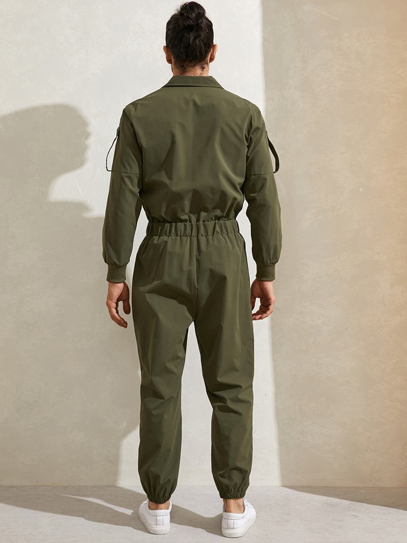 Blixtlås För Herr Med Lapelkrage Fritid Jumpsuit