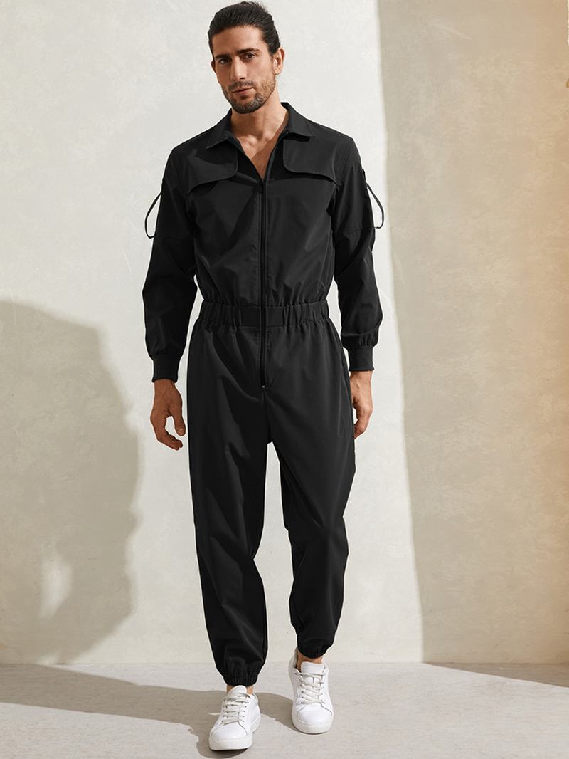 Blixtlås För Herr Med Lapelkrage Fritid Jumpsuit