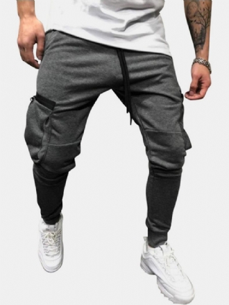 Blixtlåsfickor För Herr Dragsko I Midjan Casual Solida Joggingbyxor