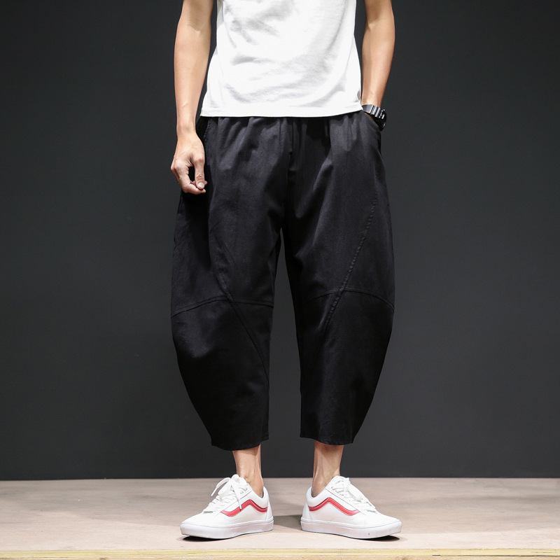 Cropped Bloomers För Män Lösa Byxor Med Vida Ben Plus Storlek Haremsbyxor