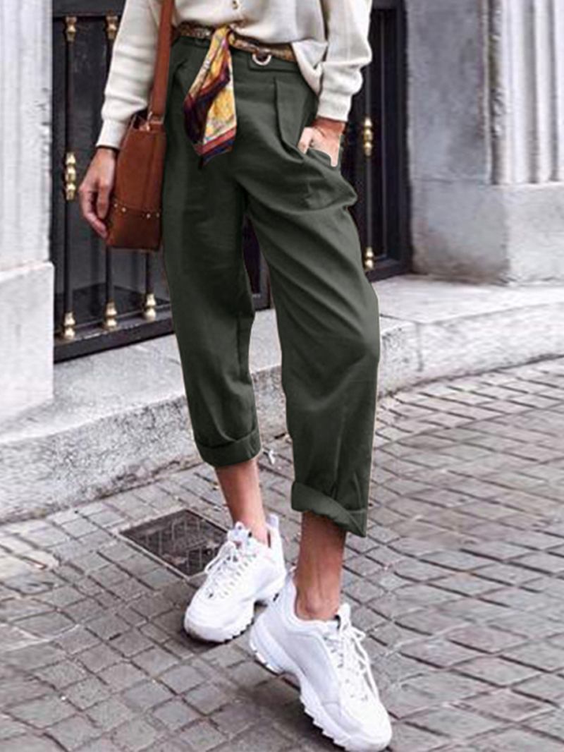 Damer Casual Lösa Bomull Solid Harem Byxor