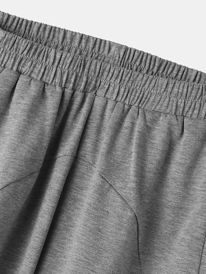 Damer Enfärgad Elastisk Midja Casual Träningsbyxor Med Manschett Med Ficka