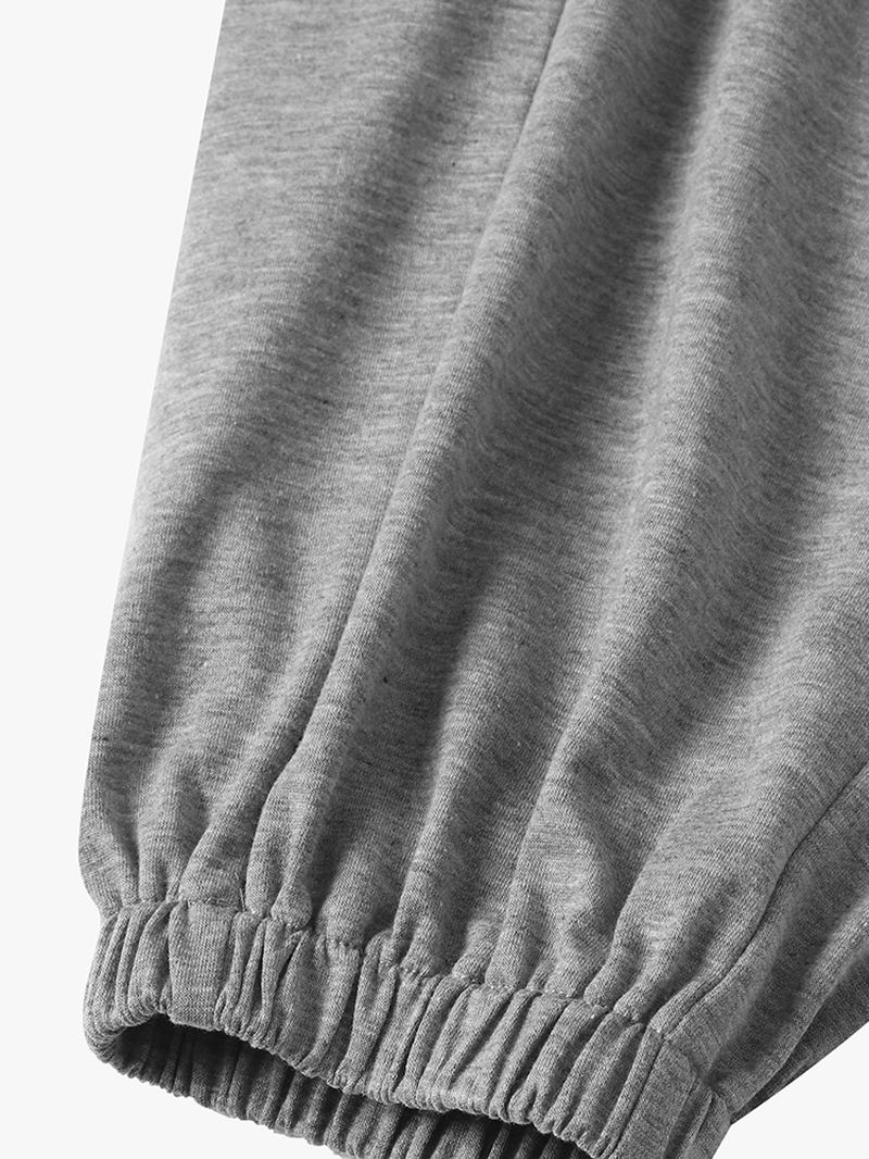 Damer Enfärgad Elastisk Midja Casual Träningsbyxor Med Manschett Med Ficka