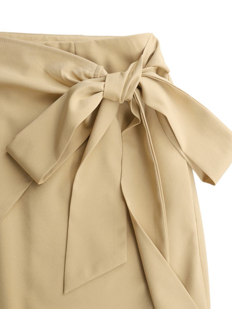 Enfärgad Hög Midja Bandage Dragkedja Oregelbunden Kvinnor Casual Wide Leg Byxor