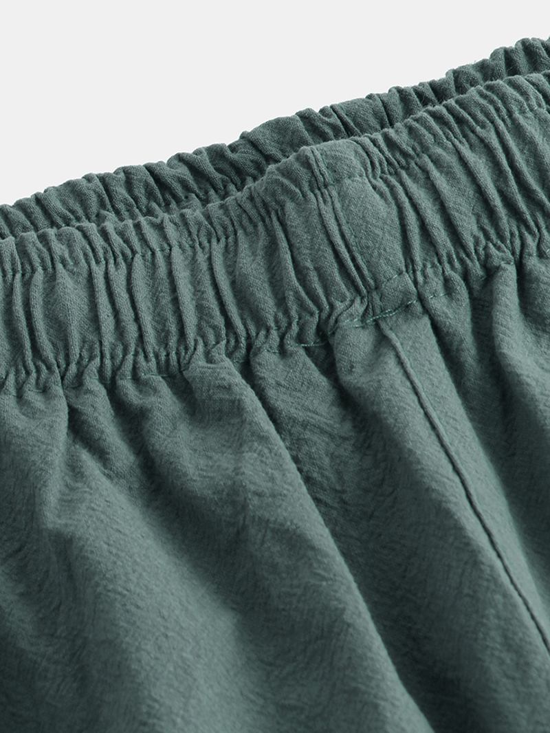 Herr 100% Bomull Orientalisk Elastisk Midja Enfärgad Haremsbyxa Med Ficka