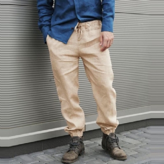 Herr Bomull Andas Elastiska Midja Casual Byxor