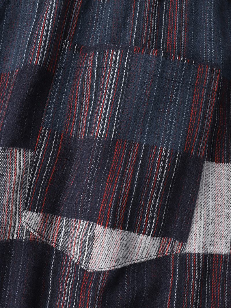 Herr Bomull Vintage Pläd Stripe Pocket Joggerbyxor Med Dragsko