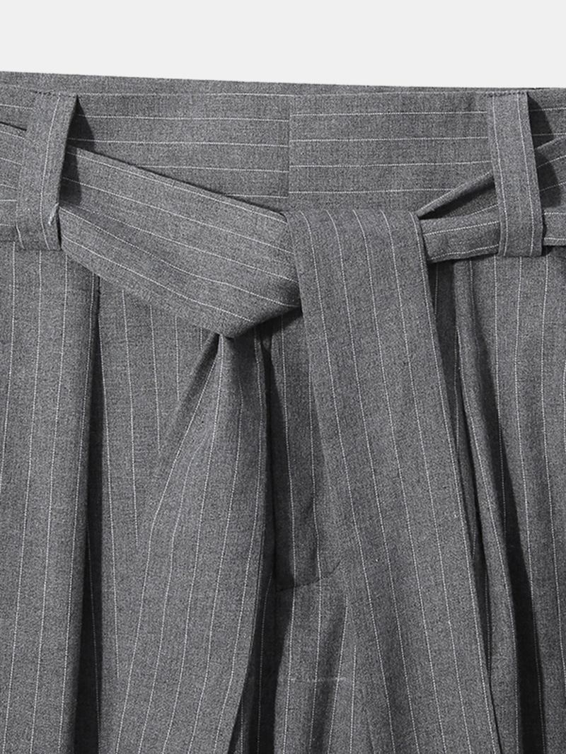 Herr Bomullsdesign Randiga Bältade Fickor Casual Byxor