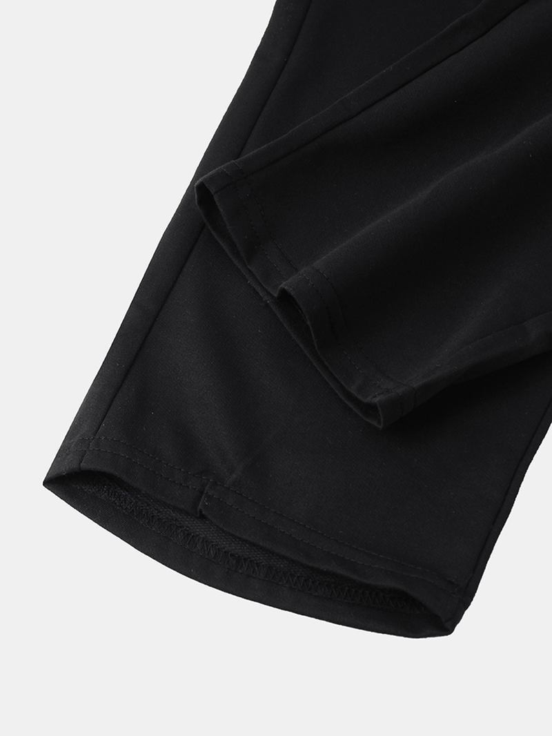 Herr Bomullsrandiga Casual Dragsko Byxor Med Elastisk Midja Med Ficka